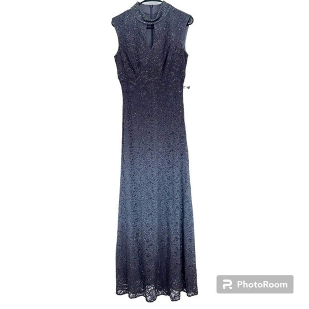 NWT Alex Evenings Purple Ombré Lace Maxi Gown Size 4